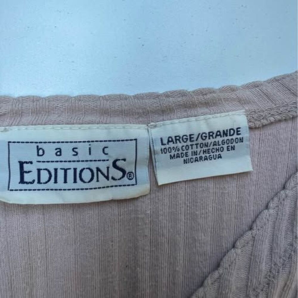 Basic Editions Tan Ribbed Cardigan Size Large - Picture 5 of 7